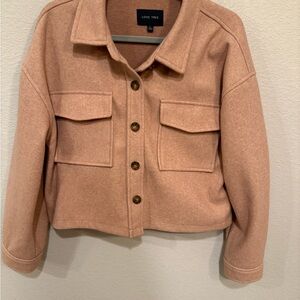 Love Tree Women's Light Pink Crop Shacket